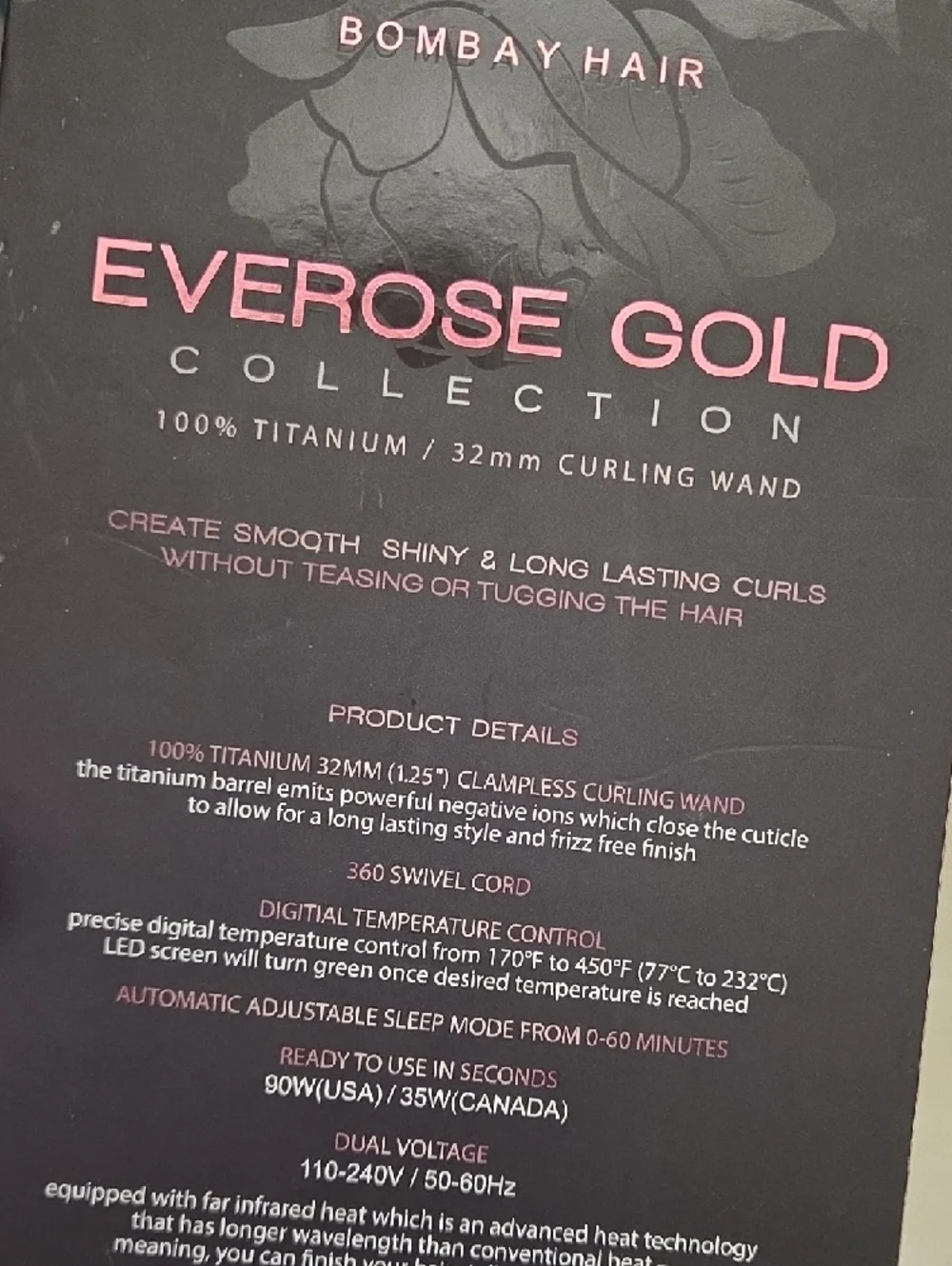 Bombay Everose Gold Curling Wand - Pink and Rose Gold